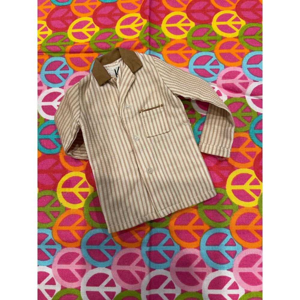 Vintage Mattel Barbie Ken Doll Tagged PJ Jacket Tan & White
